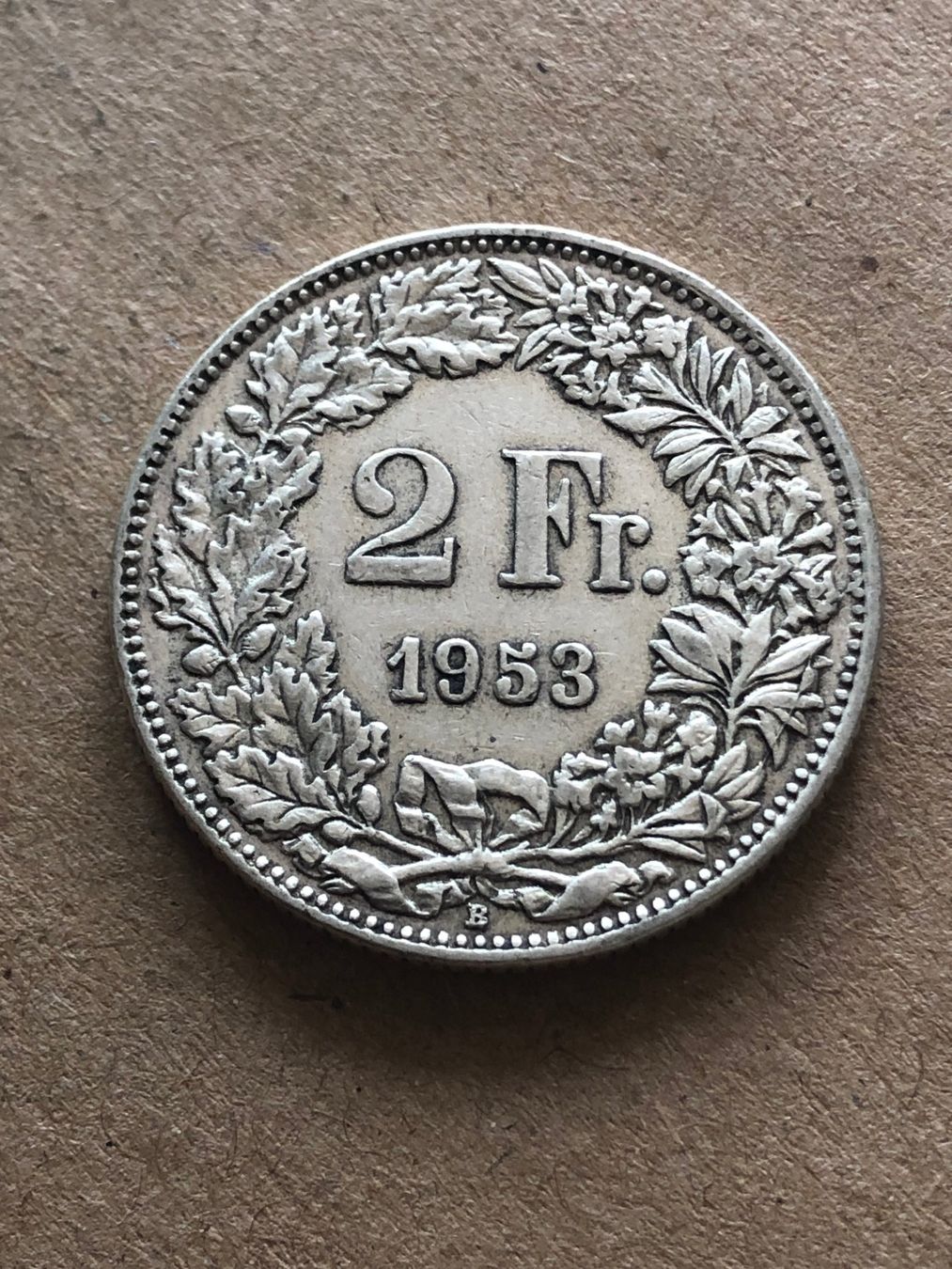 Alle Münzen: 2 Fr. 1953 – Gebraucht aus Schötz von Odpa