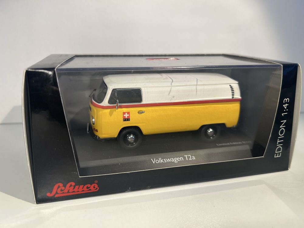 Schuco Volkswagen VW T2a Bus Gelb « PTT Reisepost » – Échelle 1:43 – Occasion