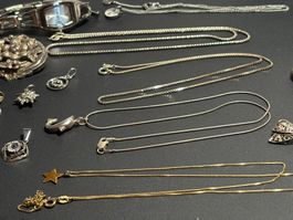 Grosses Lot Silberschmuck mit und ohne, Uhr läuft ni Stempel