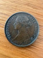 Antike Bronze Münze Farthing Victoria 1860