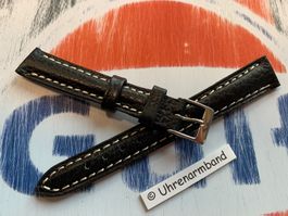 14mm Lederarmband schwarz, Uhrenband, Uhrenarmband