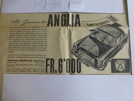 Zeitungsinserat der Automobil Ford Anglia 1955