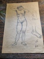 Aktzeichnung, Bleistift auf Papier, signiert, Vintage!