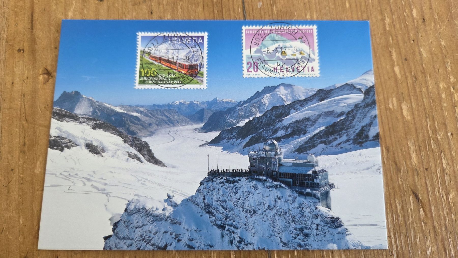 Alle Briefmarken: 2012 FDC Maximumkarte Vollstempel Jungfraujoch Combo – Gebraucht aus Arni AG von Moth68