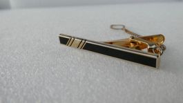Krawattenklamm Krawattennadel Vintage 24KGF golden schwarz