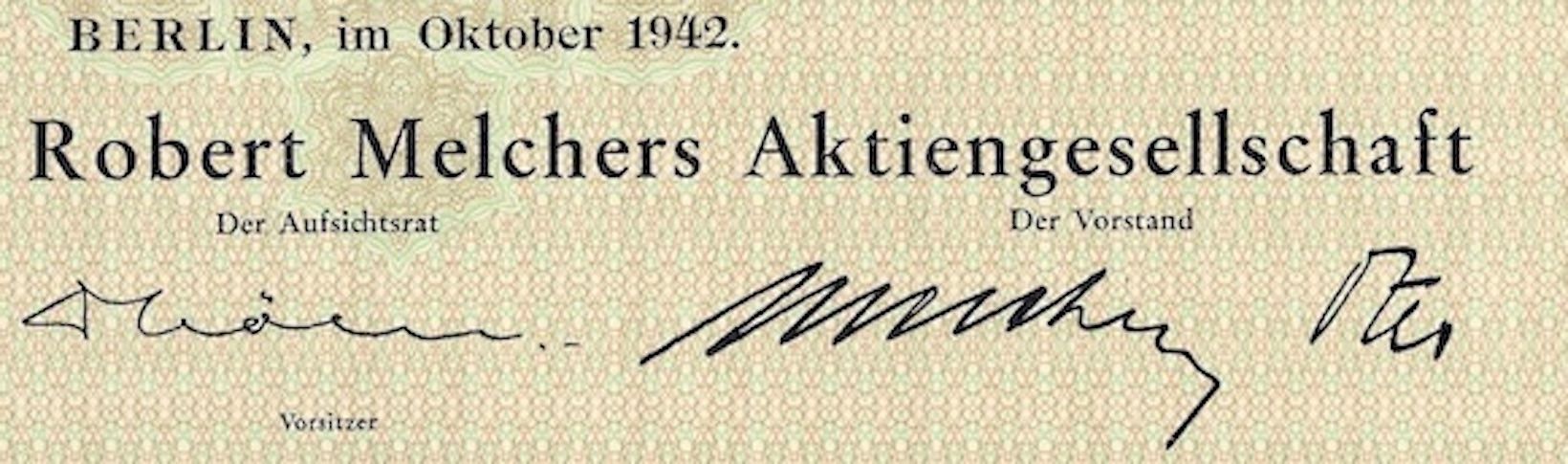 Documenti: Robert Melchers AG, Berlin - 1942 – Usato da Solothurn venduto da Sgasche 1