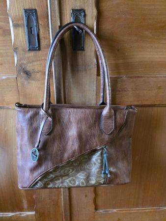 Rieker Hand Tasche braunes Leder oder Kunstleder Handtasche