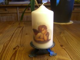 Schmiedeeisen Kerzenständer & Raffael Engel Kerze