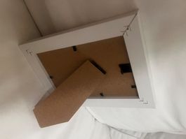 Cadre photo blanc avec bordure bois neuf