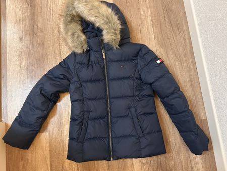 Daunenjacke Tommy Hilfiger blau mit Kapuze Grösse 150