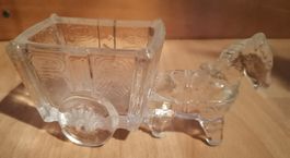 Vintage Pressglas Pferd mit Wagen - 1950er Jeanette Style