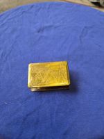 Dose Zündholz goldfarben mit Gravur Reiter Pferd antiker Zus