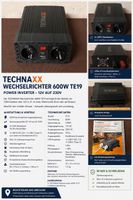 TECHNAXX Wechselrichter 600W TE19 12V auf 230V gebraucht