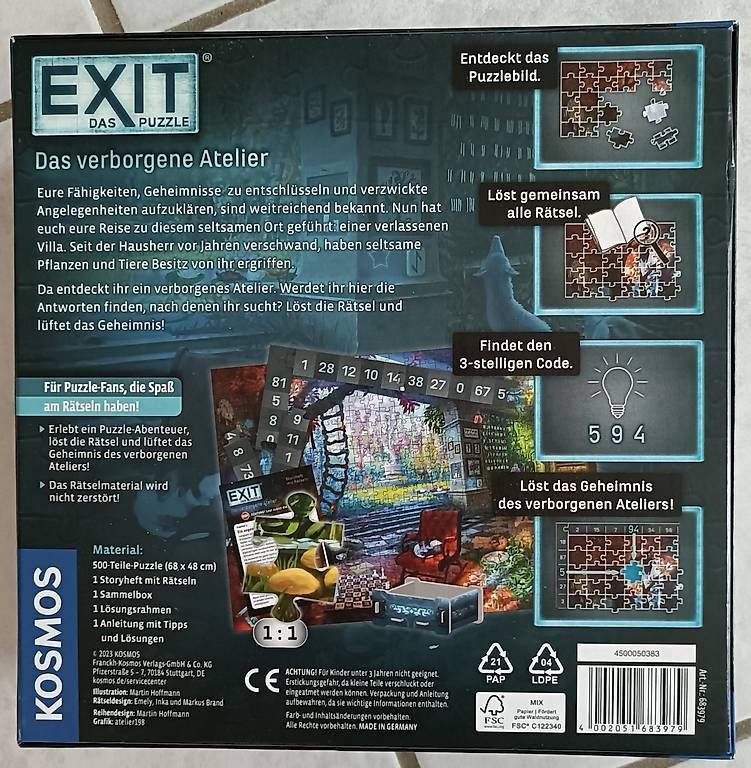 Ravensburger Puzzle: EXIT - Das Puzzle: Das verborgene Atelier, 500 Teile – Usato da Münchenstein venduto da Bouba3 1