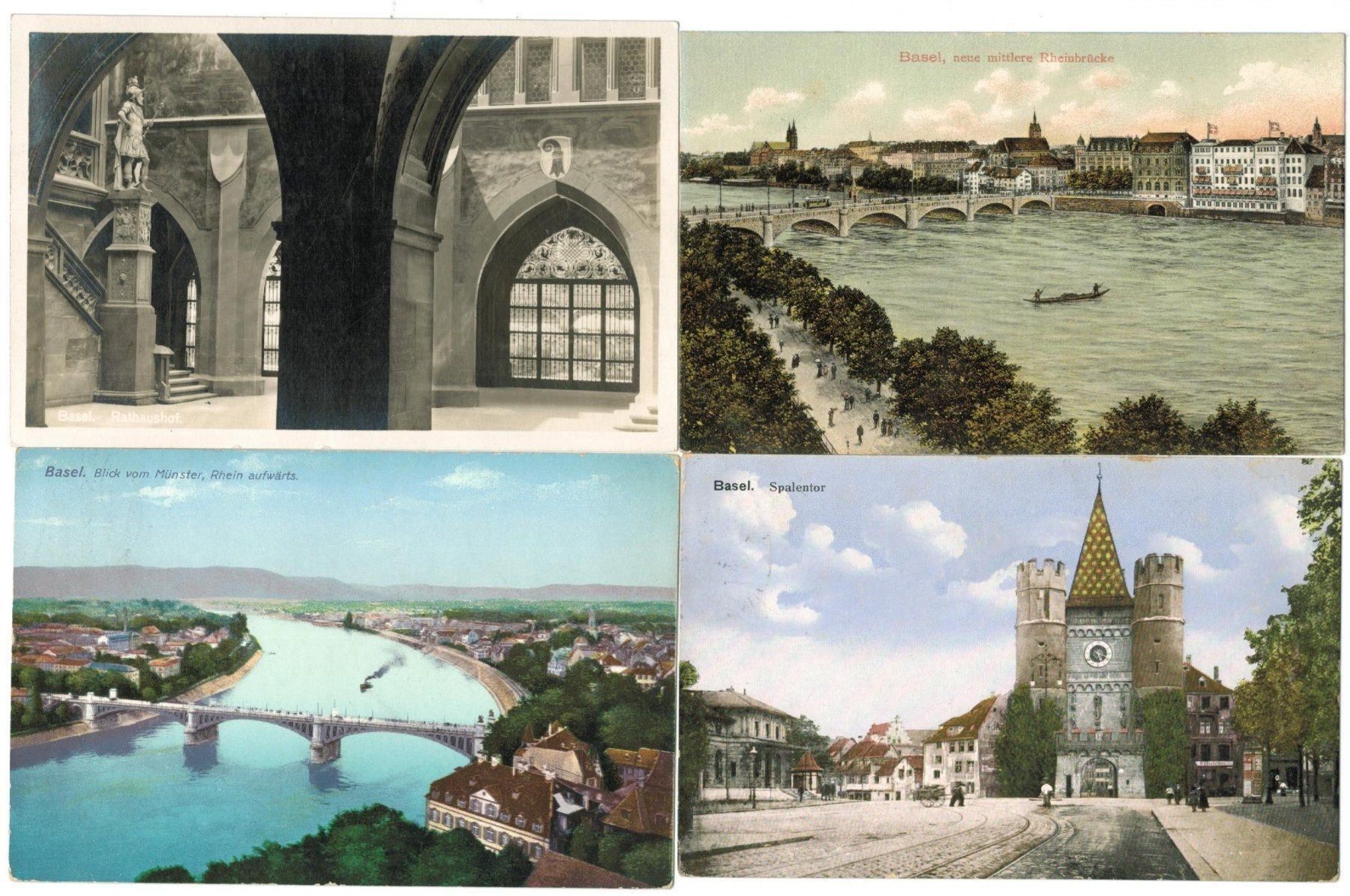 Ansichtskarten: 4 AK Basel 1906 - 1928 – Gebraucht aus Zürich von Tolima194