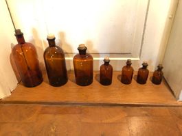 Apothekerflaschen Chemie antik braun 7x