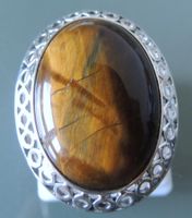 Tigerauge Silber 925 Fingerring Gr. 57
