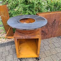 Feuerschale mit Grillring in Edelrost