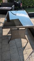 Gartentisch Rattangeflecht Tischplatte Glas gut erhalten