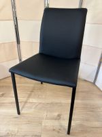 6 Stühle PAVIA Leder Toledo nero Beine schwarz