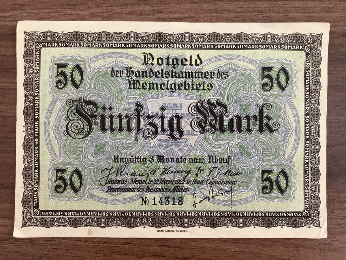 Banknoten: Memel 50 Mark Notgeld Banknote – Gebraucht aus Wettingen von BAG4478 1