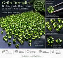 100 St fein Natürlicher Grüner Turmalin -Pointer 1,5 mm