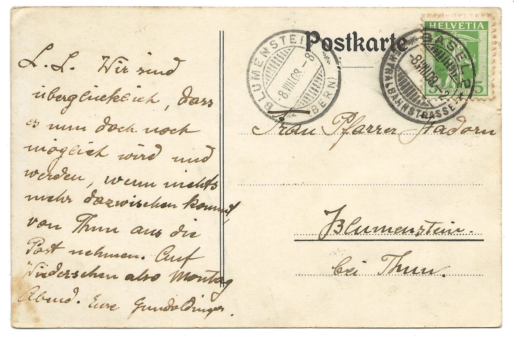 Ansichtskarten: Aviatik: Zeppelin über den Dächern von Basel  4. August 1908 – Gebraucht aus Engelburg von Cartophil 1