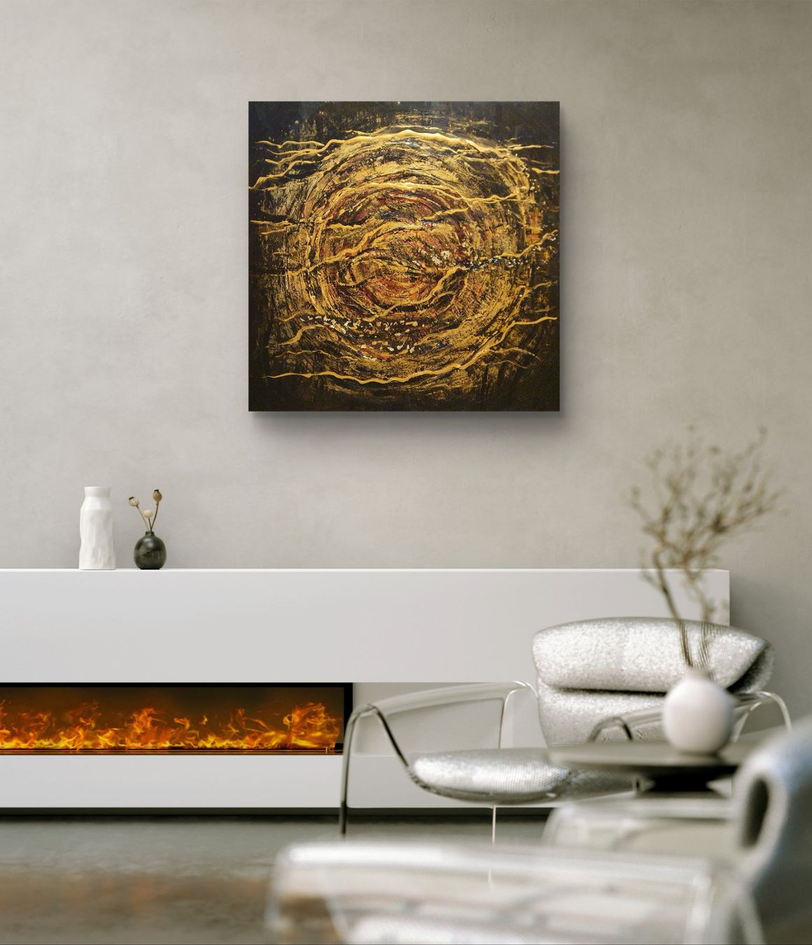 Dipinti: Acrylbild Abstrakt mit Gold, 80x80 cm – Nuovo e nell'imballaggio originale da Beinwil am See venduto da Superchance 8