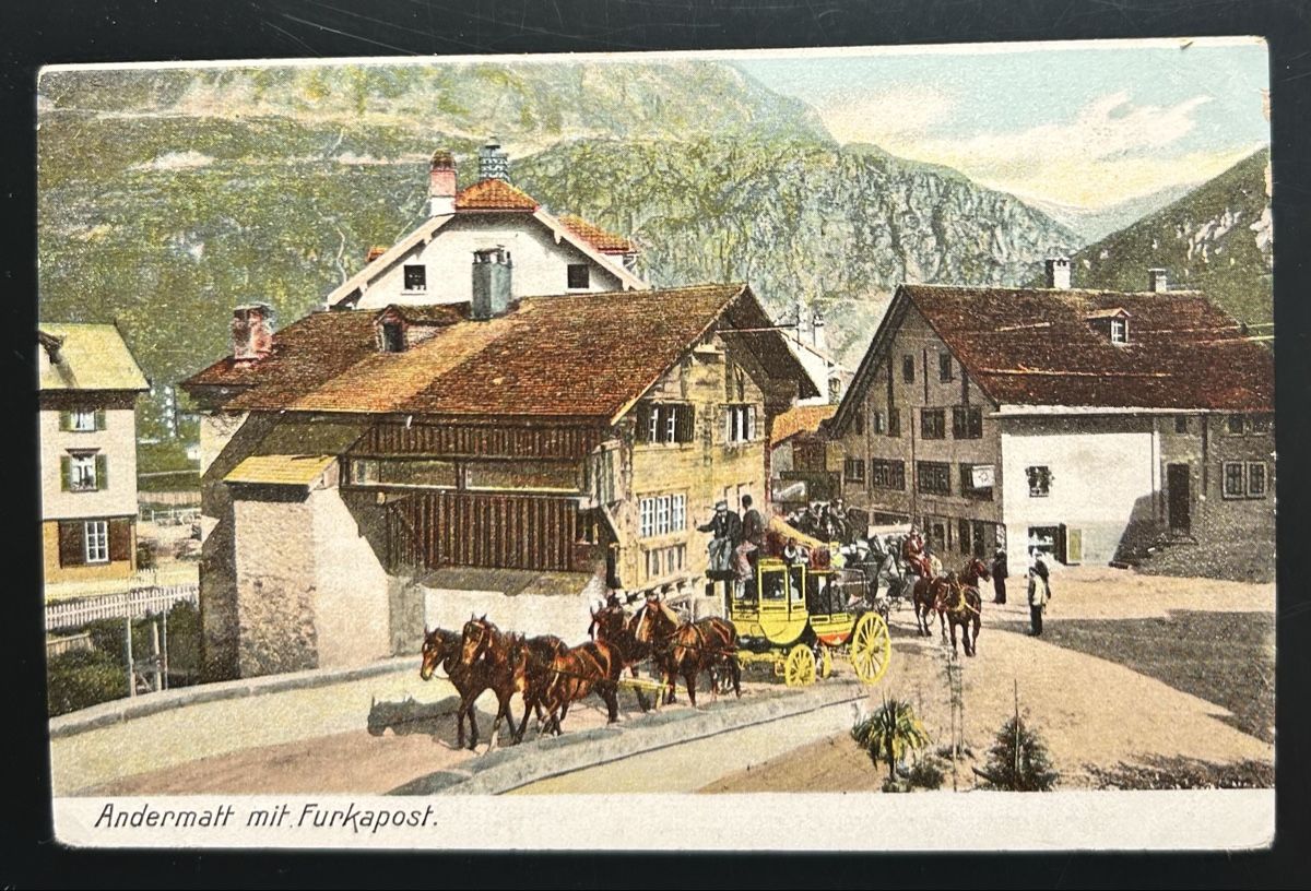 Cartoline postali: Andermatt mit Furkapost  – Usato da Horw venduto da Tellbub