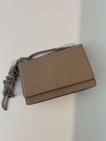 Tasche SEIDENFELT beige Kroko-Optik mit Kette