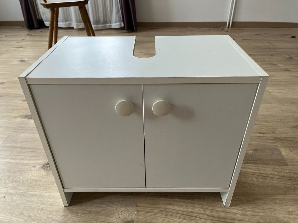 Möbelando Unterbeckenschrank Bologna I 60cm - Badmöbel Weiß/Hochglanz, Made In Germany