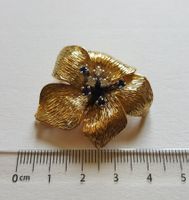 18 Karat 750 Gold Broche Mit Brillanten/Saphire