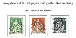 1940 Helvetia mit Schwert ZNr.113y,140y,141y  gest.ʘ, KP 800