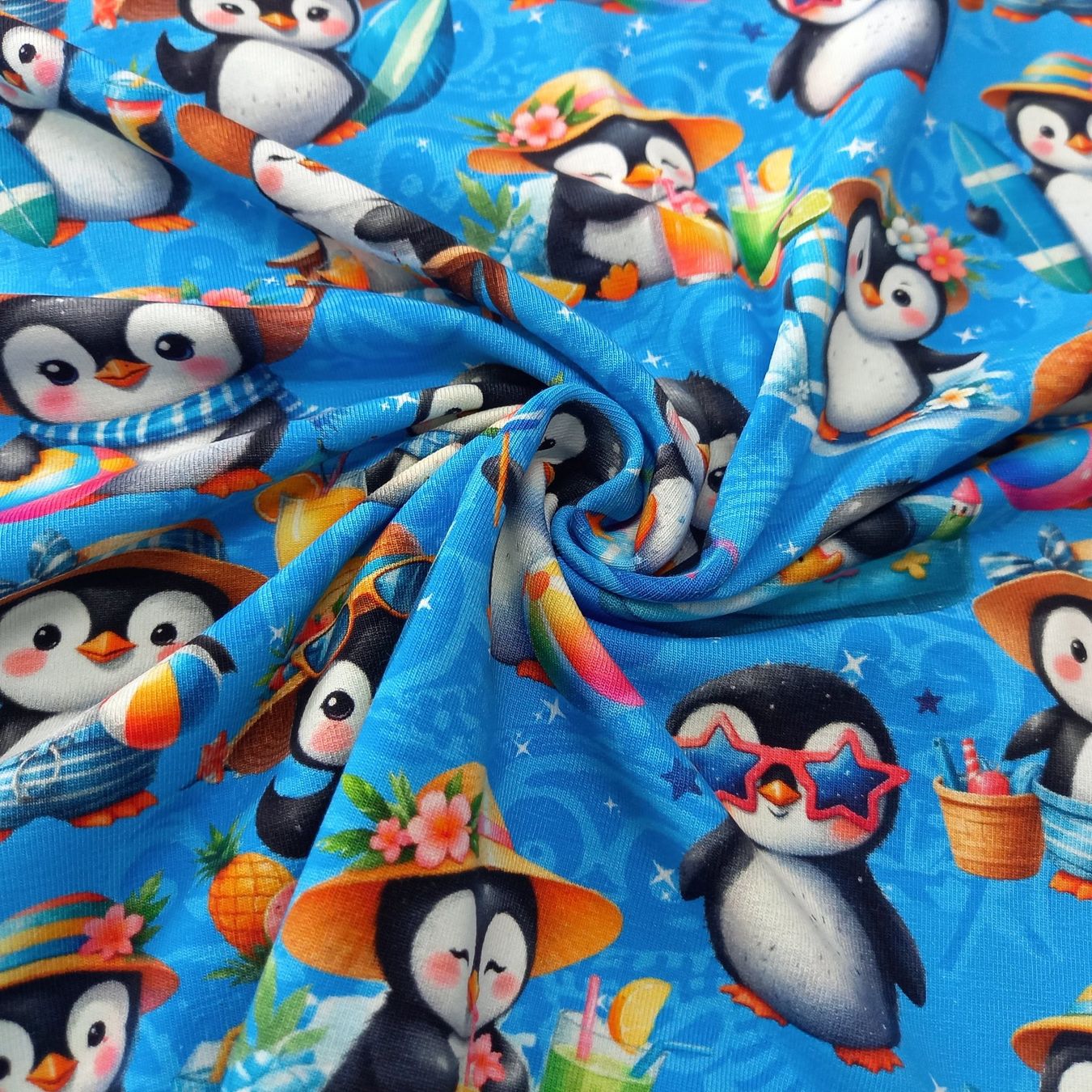 Tessuti: Jersey Sommer-Pingu türkis – Nuovo e nell'imballaggio originale da Winterthur venduto da Kimbana 2