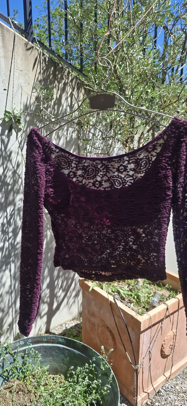 Top: Violettes Langarm Crop Top – Nuovo (secondo la descrizione) da Wohlen b. Bern venduto da lau_7vcp 1