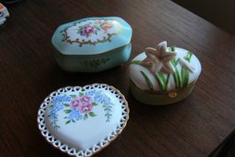 Vintage Schmuckdosen Set, Porzellan, Handbemalt, Top!