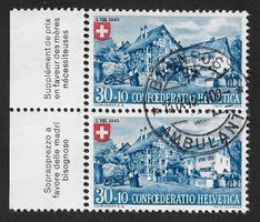 1945: Pro Patria 30 Rp.Riegelhaus Paar Nr.B29 Bahnpost