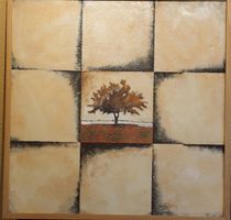 Original Roberts Kunstwerk "L'Albero" 80x80cm, Herbstdeko