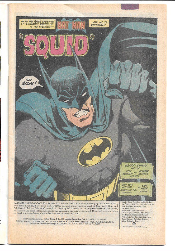 Fumetti: Batman Comic  #357, sehr guter Zustand, DC 1983, Squid – Usato da Winterthur venduto da Wolfensberg 2