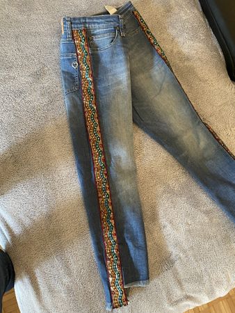 Please Jeans mit Pailletten Gr XS