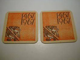 2 Bierdeckel - Winterthur 500 Jähriges Jubiläum 1467 - 1967