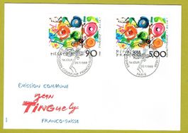 Jean Tinguely Briefmarken, 1988, Franco-Suisse Emission