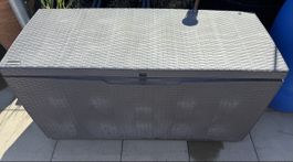 Keter Kissenbox / Gartenbox Anthrazit, Rattan-Optik, 270L