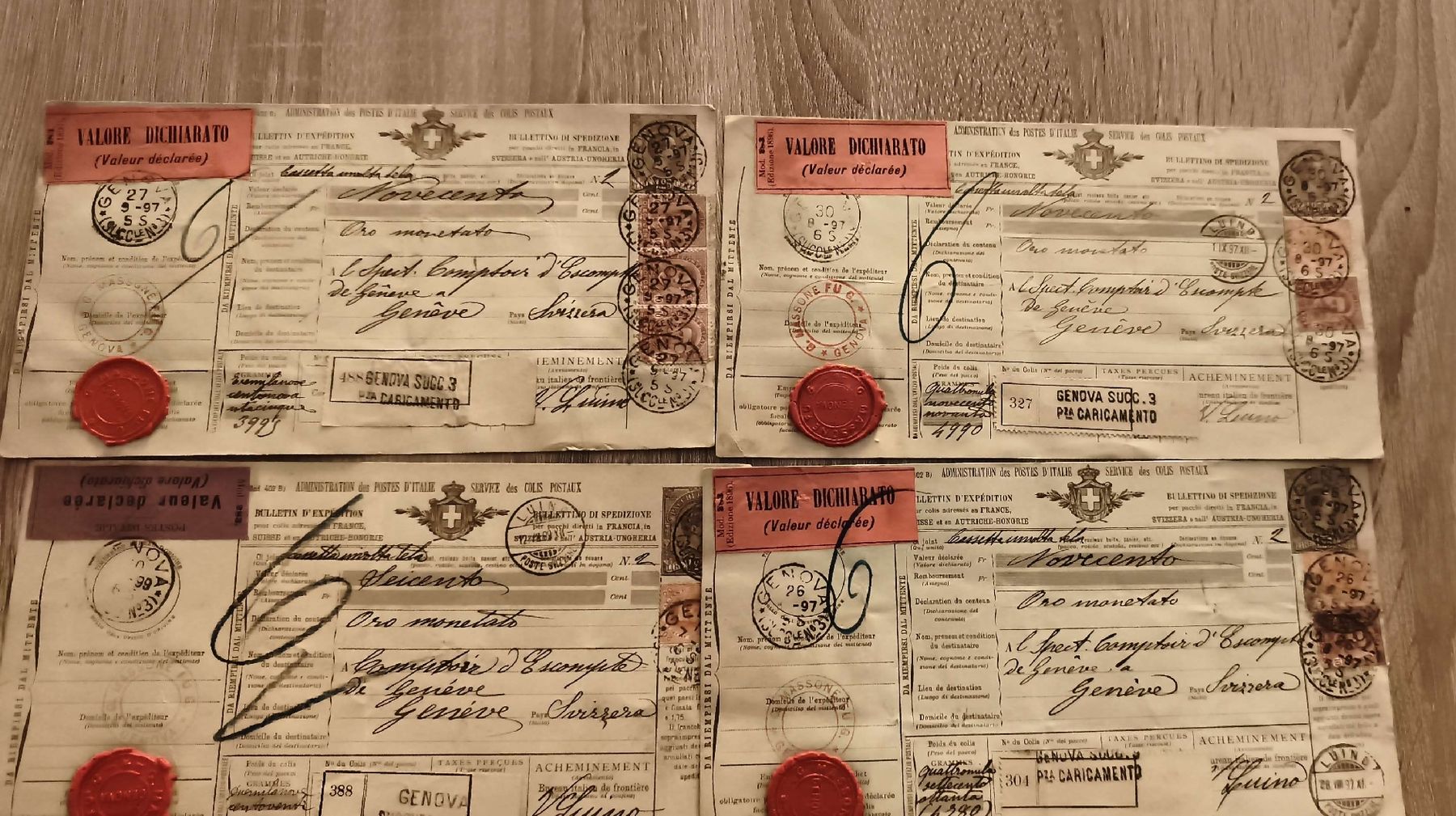 Tutti i francobolli: Lot de 4 documents anciens valore dichiarato – Usato da Prilly venduto da jor_x27s 1