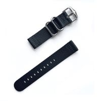 Bracelet en Nylon noir 20 mm / boucle en acier poli