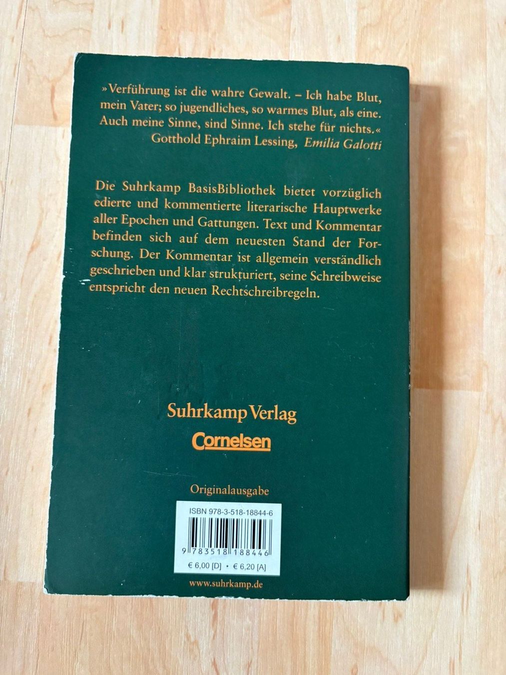 Libri: Emilia Galotti, Gotthold Ephraim Lessing – Usato da Glattbrugg venduto da Bibble 1