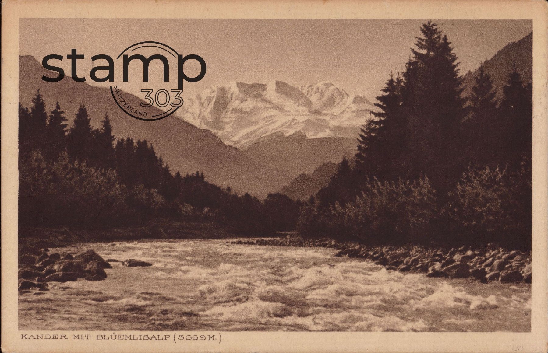 Cartoline postali: 1920 AK Kander mit Blüemlisalp – Usato da Eggersriet venduto da stamp303