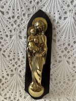 Alter Madonna mit Kind Skulptur Messing Holz 36cm