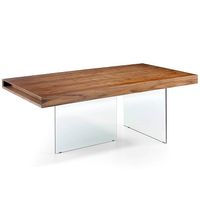 Esstisch aus Nussbaum mit Glasbeinen