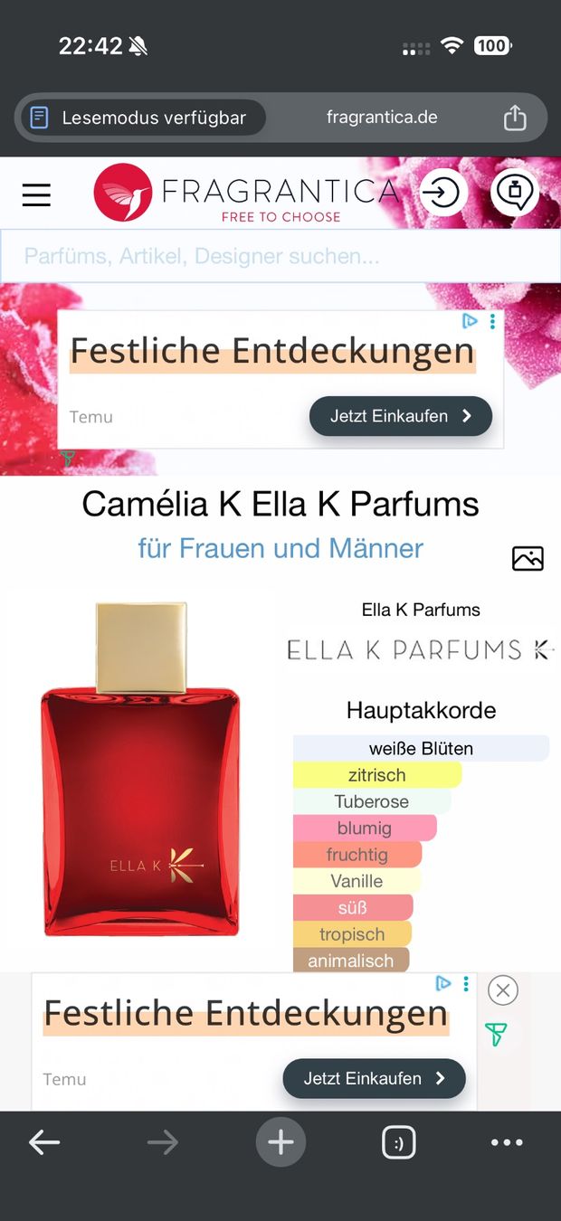 Parfum & Eau de Toilette: Ella K Camélia K, 2 ml – Gebraucht aus Sursee von nst_czk2 1